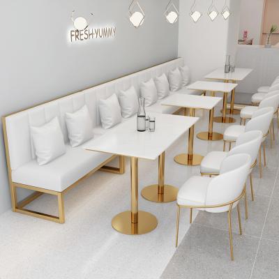 China Modern simple dining chair combination restaurant furniture and cafe dessert milk tea shop afternoon tea table platform sofa for sale