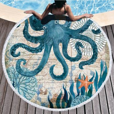 China High Quality Child Safe Microfiber Print Sand Proof Large Oversized Round Beach Towels for sale