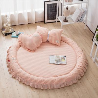 China Washable Soft Foldable Soft Foldable Sleeping Activity Big Round Baby Play Mat Baby Nest Crib Crawling Set for sale