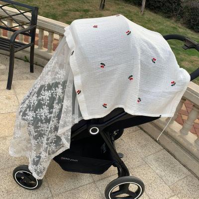 China 2022 Viable New Korean Statistical Institute Stroller Mosquito Net Baby Sunshade Cloth Embroidered Mosquito Proof And Sunblock Windproof Cover for sale