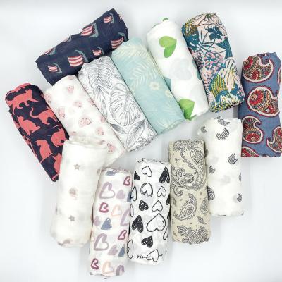 China New Style Cotton Baby Folded Soft Absorbent Floral Bamboo Muslin Wrap Blanket for sale