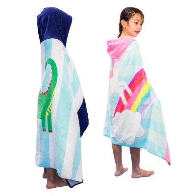 China Custom Made Oversized Cartoon Hooded Beach Towels Safe For Kids Cotton for sale