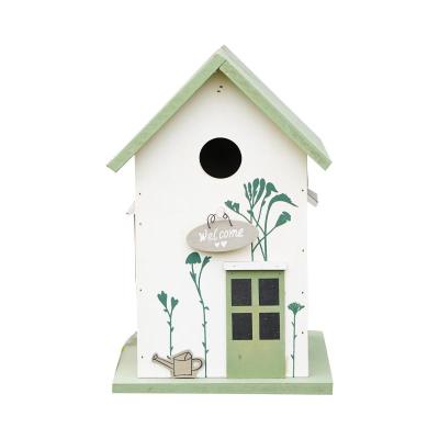 China Wooden Factory Supply Wooden Bird House Aviary Nest Box Viable Hanging Wooden Colorful Summer Style With Sea Wave for sale