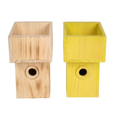 China New Arrival Plant Bird Cage Large Viable Wooden Outdoor Bird Aviaries Wooden Bird House With Planter for sale