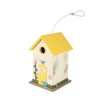 China 2022 Viable Factory Supply Hot Sale Hanging Decoration Wooden Bird House Wooden Easter Bird House for sale