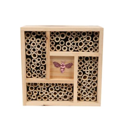 China Breathable Mason Bee House - handmade natural bamboo bee hive attracts peaceful bee pollinators to increase your garden productivity for sale