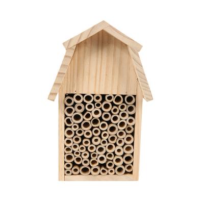 China 2022 Insect Hotel Mason Bee House Wooden Bee High Quality Windproof Wooden Room For Easy Hanging for sale