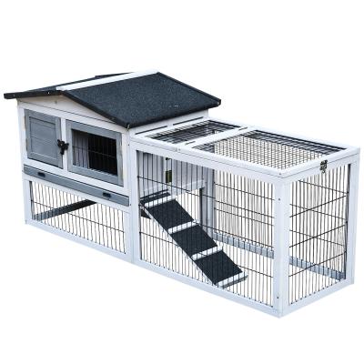 China Sustainable Factory Supply Outdoor Wooden Rabbit Hutch Large Rabbit Hutch House With Pull Out Tray For Easy Cleaning for sale