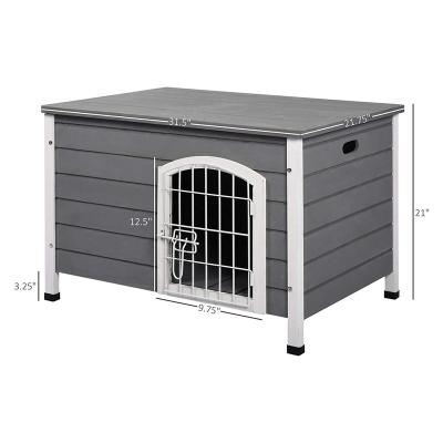 China Wholesale Sustainable Luxury Large Dog Cage Outdoor Gray Fir Wooden Kennel Dog House for sale