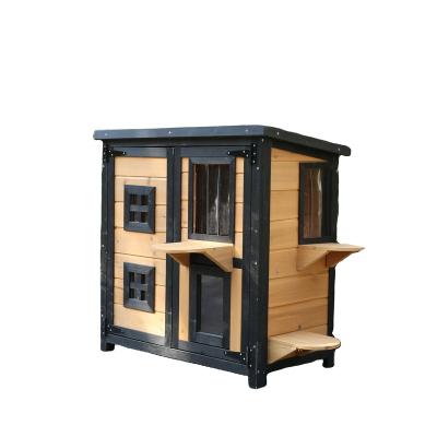 China New Arrival Outdoor Waterproof Wooden Cat Cage Housees For Cats Cat Bed House For Easy Observation Breathable for sale