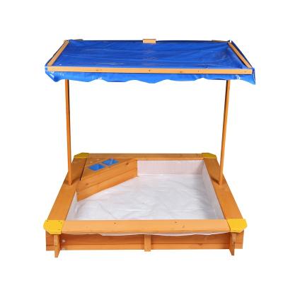 China Factory Educational Supply Outdoor Toys Kids Sandbox For Kids Sandbox Fishing Pool Wooden Beach Toy Awning for sale