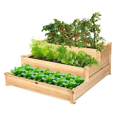 China High Quality Eco-Freindly Garden Bed Planter Box High Quality 3 Tier Raised Wooden Raised Plant Bed for sale