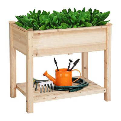 China Pastoral Outdoor Wooden Raised Plant Garden Plant Bed Planter Flower Raised Flower Box Directly for sale