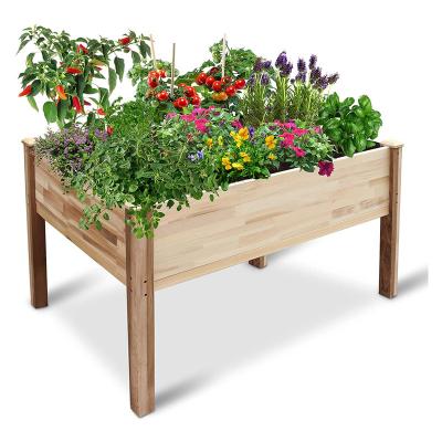 China Garden Outdoor Vegetable Flower Planter Pastoral High Quality Raised Wooden Box Bed for sale