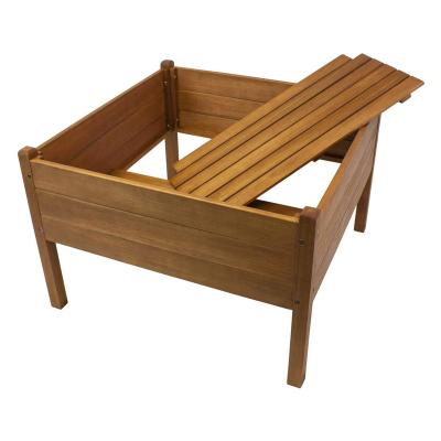 China Hot Sale Pastoral Wooden Planter Box Flower Garden Raised Outdoor Removable Plant Bed With 4 Legs for sale