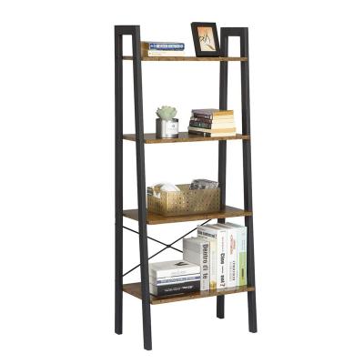 China Minimalist 4-Tier Storage Shelves Industrial Ladder Shelf Bookcase Shelving Unit With Metal Frame For Home for sale