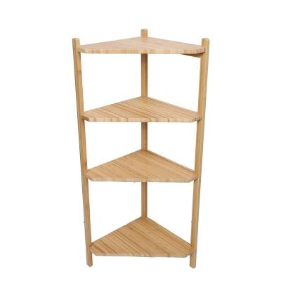 China Viable High Quality Household Bedroom Storage Rack Bamboo Corner Bathroom Triangular Shelf Corner Shelf for sale