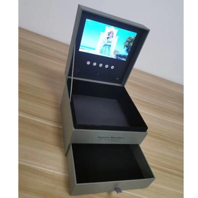 China Caja de cuero del vídeo de la PU con la pantalla de visualización, logotipo de la bota, caja video del lcd con la batería del GB en venta