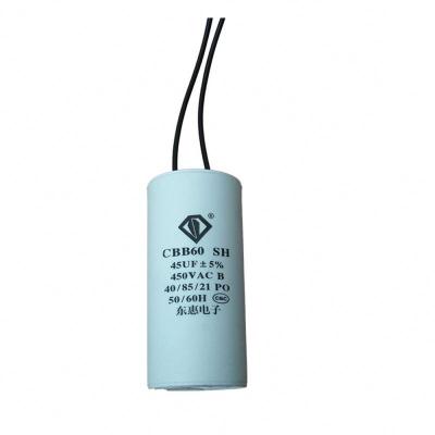 China Universal Metallized Film Capacitor Cbb60 Terminal Type Capacitor 450V 6Uf Start Capacitor For Washing Machine for sale