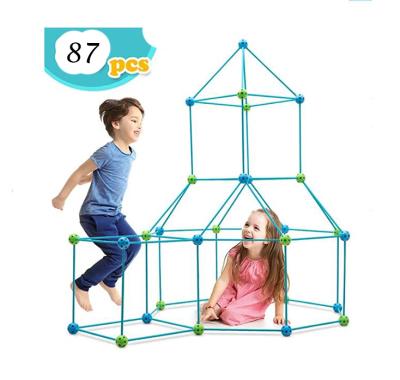 China Help them develop their imagination CREATIVITY DIY toys fort construction kits.PROMOTE Amazon hot fort for kids 87pcs with tent for sale