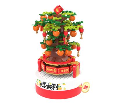 China DIY TOY Plastic ABS Children Assembled Building Blocks Orange Tree Music Box Building Block Toys for sale