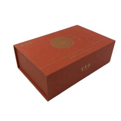 China Luxury Rigid Packaging Flip Gift Paper Box Magnetic Coffee Tea Cardboard Matt Orange Flip Opening Lid Custom Wholesale Recyclable for sale