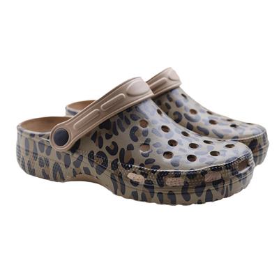 China Round Women's Summer EVA Home Slipper Sole Anti-Slip Slide Sandal, Light Weight, Leopard Pattern Garden Clogs Shoes Custom Made for sale