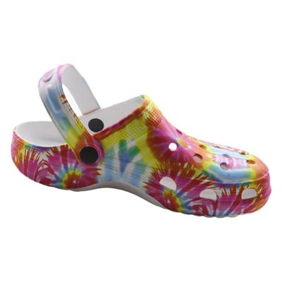 China Curvy Women Eva Chokes , Beach Sandals , Womens Cool Summer EVA Sandals With Tie Dye Print Garden Clog Shoes Custom Made for sale