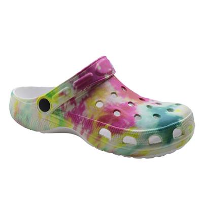 China Curvy Woman Eva Clogs, Beach Sandals, Women's Summer Eva Sandals, Tie Dye Printing Injection Slipper Garden Clog Shoes Custom Made for sale