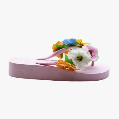 China Fashion Trend Women's Summer Beach Flip Flop Slope EVA Heel - Fabric Flowerl Women Wedge Sandal Wedge Herringbone Slippers for sale