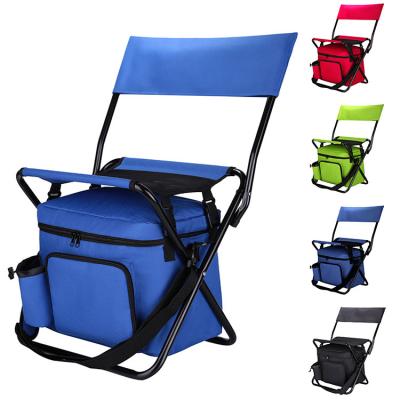 China 2021 Waterproof Universal Compact Folding Chair Backpack Cooler Portable Storage Seat with Cooler Bag for Fishing Camping for sale