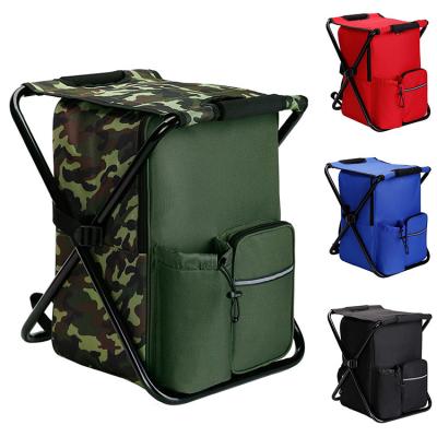 China Waterproof Custom Logo Folding Cooler Bag Chair Camping Outdoor Portable Comfortable Backpack Fishing Stool Leisure Cheap Beach Chair for sale