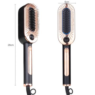 China Negative Ice Comb Hair Straightener Hair Care Ceramic Ion Heating Straightening Hair Carr Brush With Rotating Power Cord for sale