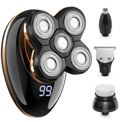 China Outdoor Rechargeable Cordless USB 5 Heads Lithium Battery Men Electric Bald Shaver Floating Shaver For Men for sale