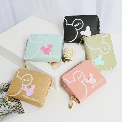 China Fashionable Cheap Thin Wallet Mickey Mouse Zipper Money Bag Long and Short Holder Mickey Clutch Coin Purse Card for sale