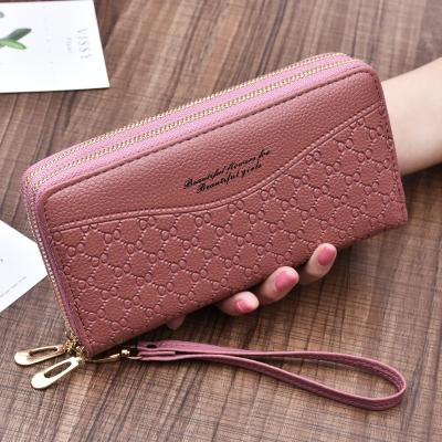 China New Wholesale Women's Waterproof Wallets Large Capacity Double Zipper Hand Pinch Women's Double Hand Grip Purse 2022 for sale