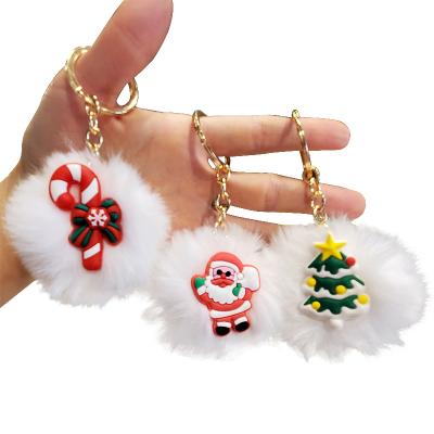 China New Christmas Cozy Creative Pompom Christmas Cartoon Santa Snowman Main Chain Christmas Tree Ornaments for sale