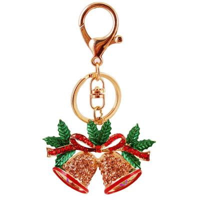 China 2021 Christmas Gift Modern Rhinestone Bell Car Metal Bell Dangling Key Chains for sale