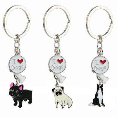 China Business Gifts Fashion Best Metal Key Chain Dog Pendant Charm Creative Pet Key Chain Home for sale