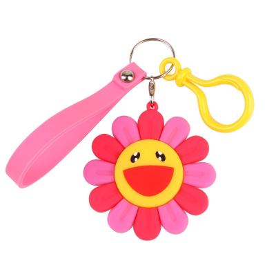 China New Promotional Gift Sun Smile Colorful Soft Flower Sun Key Chain for sale