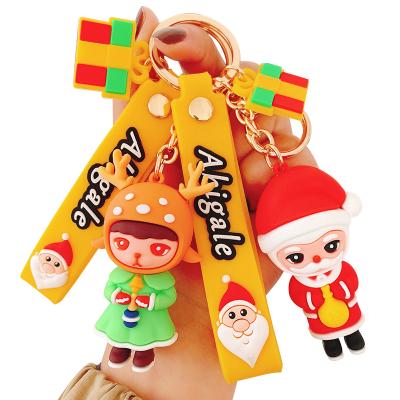 China Christmas Cartoon Cute Bag Gifts Dangle Key Chain Dangle With Hand Strap Men And Women Gifts for sale