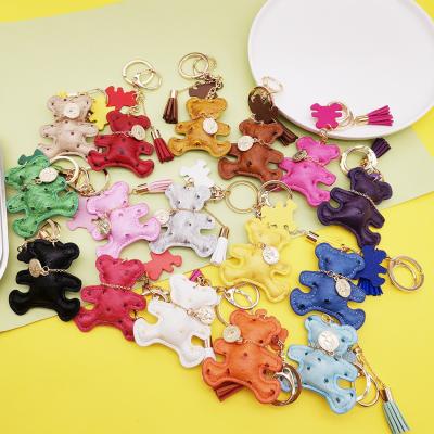 China Durable Fashionable Leather Key Chain Pendant Car Key Chain Bear Couple Bags Pendant for sale