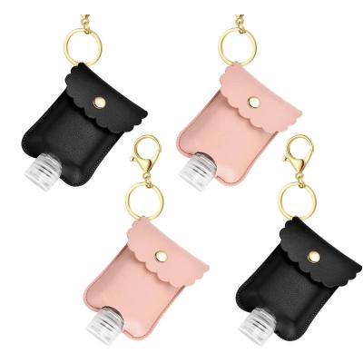 China Refillable Promotional Gift Hand Safe Empty Sanitizer Leather Bottle Key Chain for sale