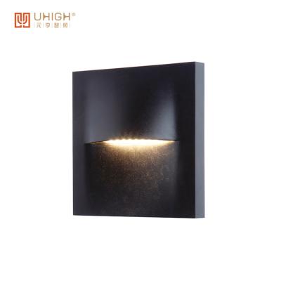 China UH103149 Hotel Aluminum And PC 3W SMD Square Lighting Stairs Step Lights Led Outdoor Wall Lamp for sale