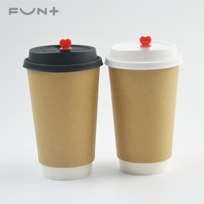 China 16oz Disposable Double Wall Disposable Printing Tea Disposable Custom Paper Coffee Cups With Lids for sale