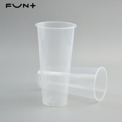 China Custom Logo Cup High Transparent Clear 360ml 500ml 700ml Food Grade Disposable Glass For Bubble Tea Cups pp Plastic Cup for sale