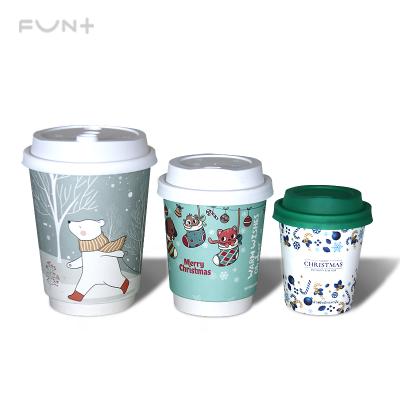 China 2019 Single Wall Paper Coffee Mugs Custom Logo Printed Hot Christmas Drink Dessert Mug With Lid for sale