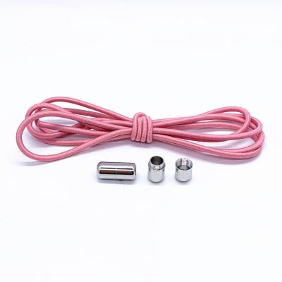 China Wholesale Round Metal Colorful Fashionable Capsule No Tie Speed ​​Lace Around Quick Elastic Sneaker Shoe Laces for sale