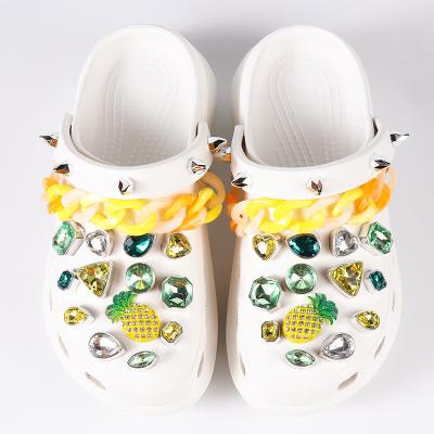 China Luxury Hot Sale Croc Shoe Chains Clogs Custom Tropical Charm Deal Newest Bling Chains Rock Croc Decorations Charms Shoe Accessory for sale