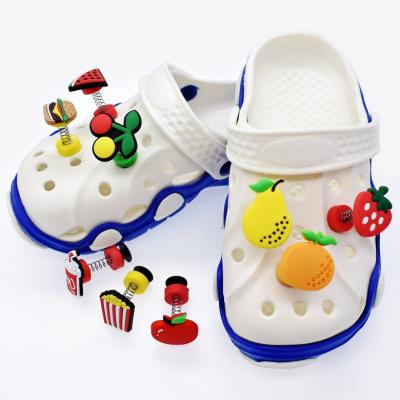 China Custom Drag Charm Croc Spring Fruits Burger Shoes 3d Shoe Decorations Charms For Kids Accessories for sale